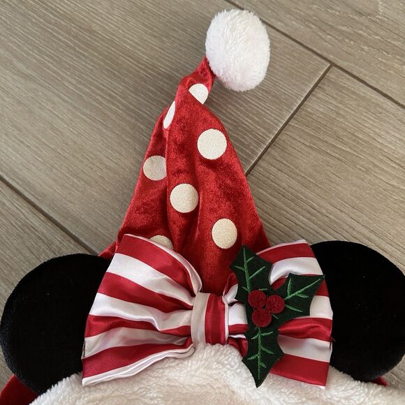 NEW Disney Parks Girls Hooded Red Polka Dot Minnie Mouse Holiday Dress XL / 14 - Picture 4 of 6